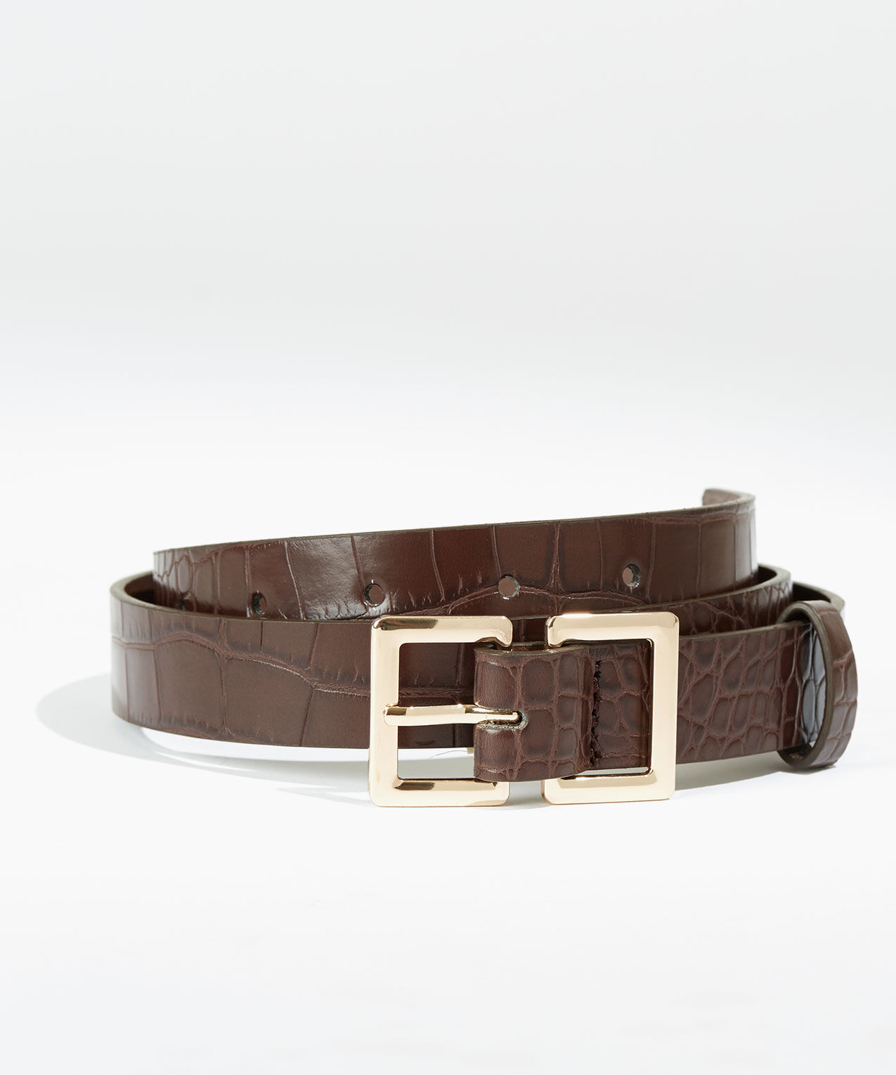 Croco Dress Belt with Square Buckle