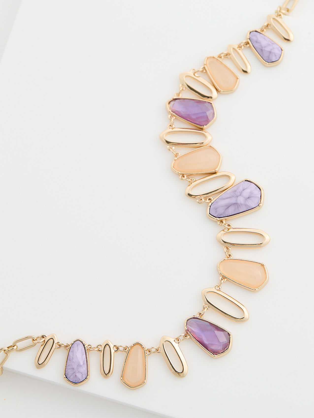 Gold/Lilac Charm Short Necklace