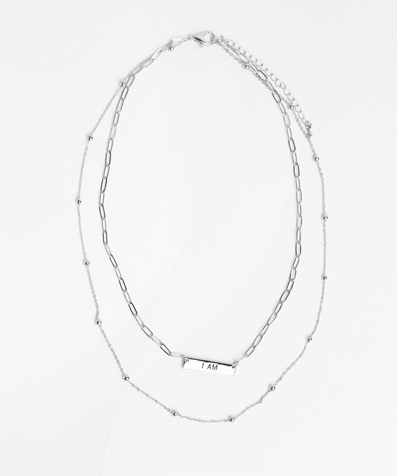 Long Silver Convertible "I Am" Necklace