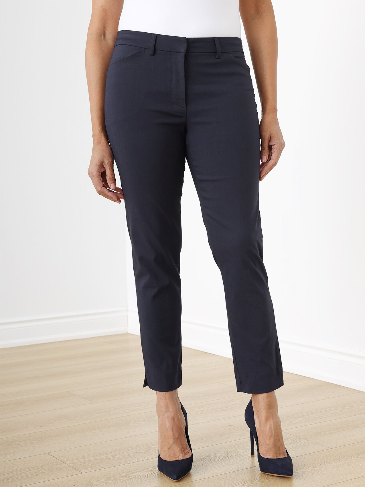 Christal pull-on pintuck ankle pant - navy / long (31 inseam) / xsmall
