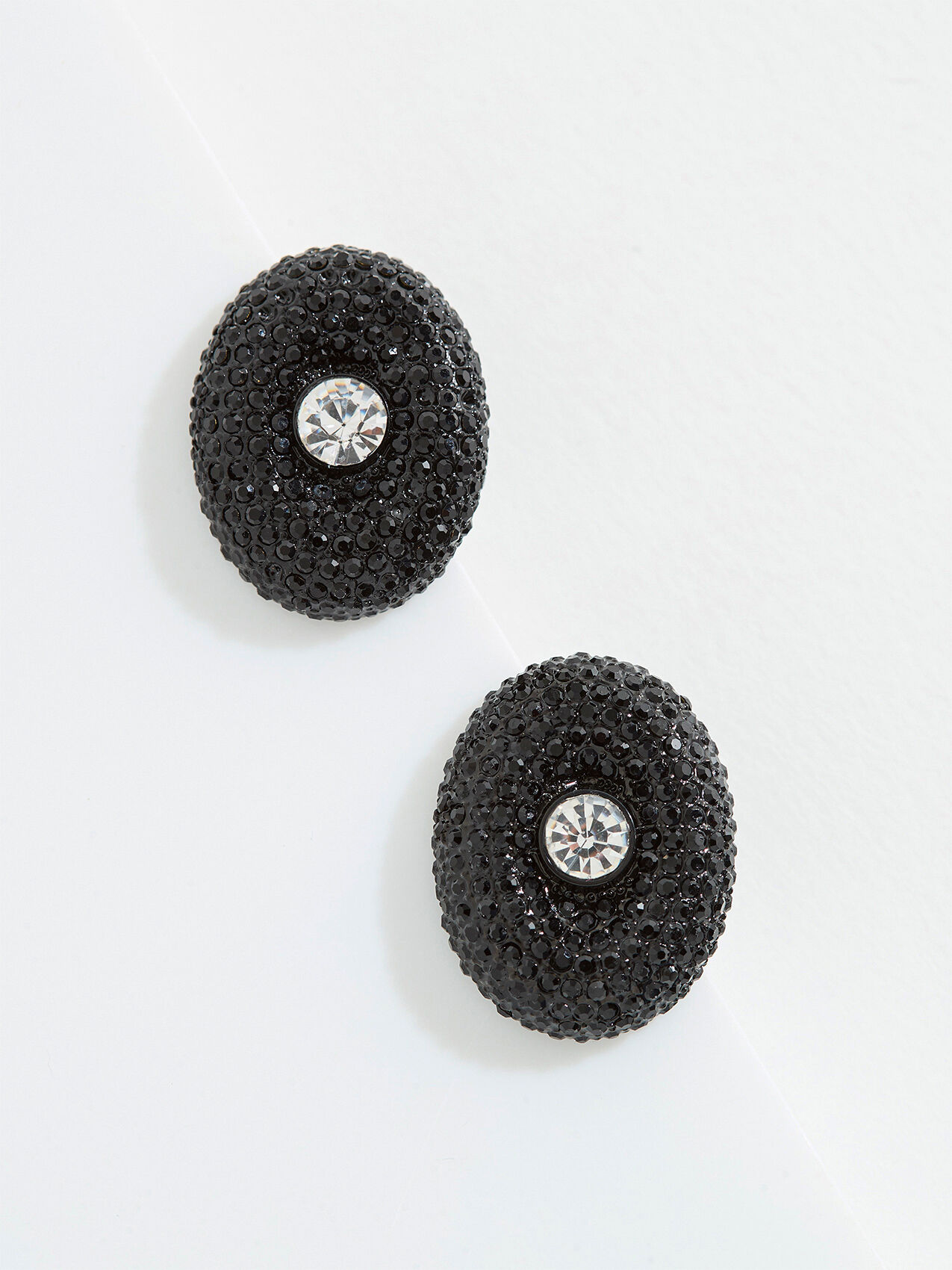 Black Chunky Rhinestone Stud Earrings