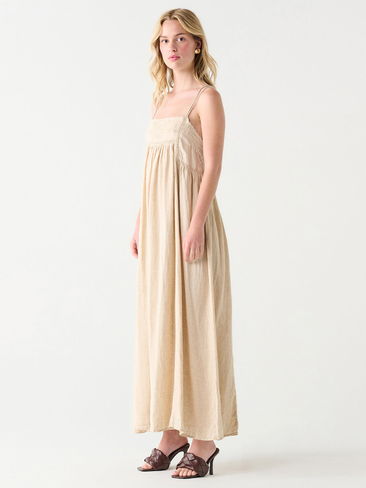 Sleeveless Linen Blend Maxi Dress