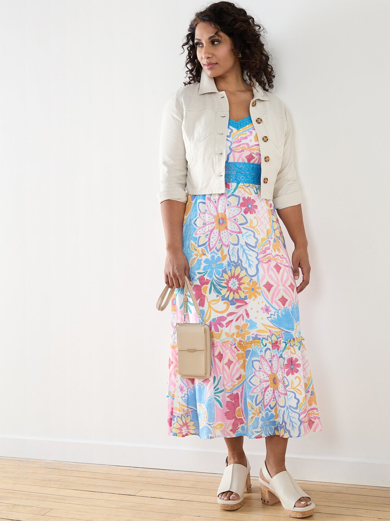 Petite Multi Print Midi Dress by Luxology