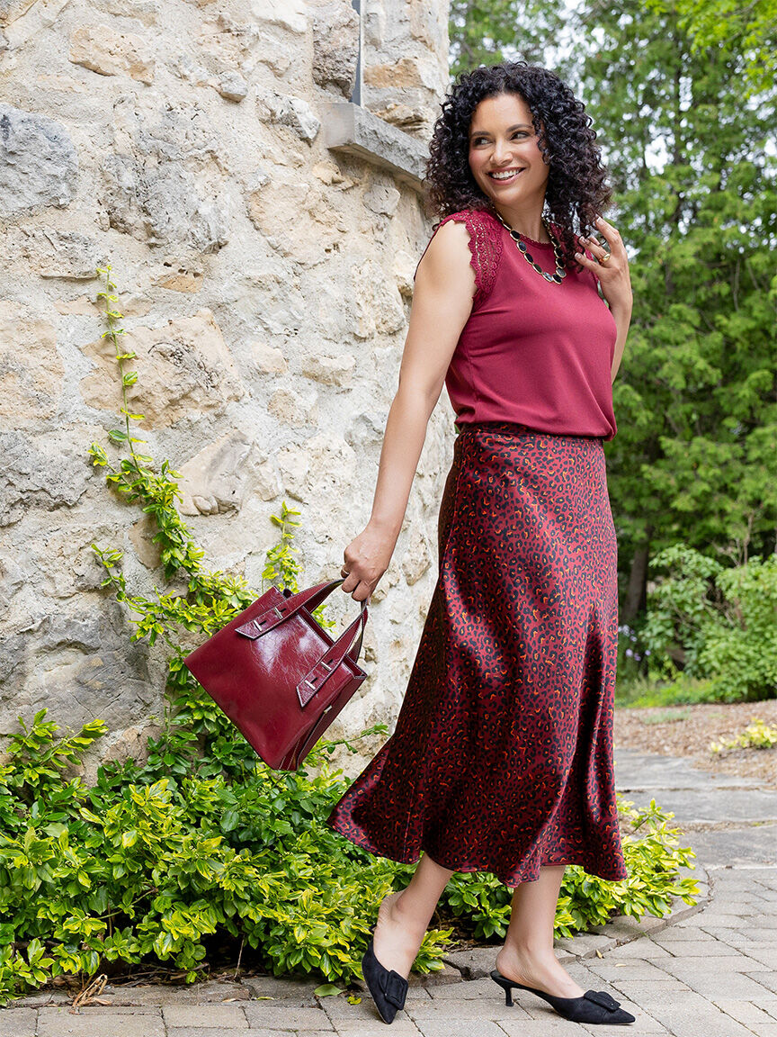 Animal Print Satin Skirt