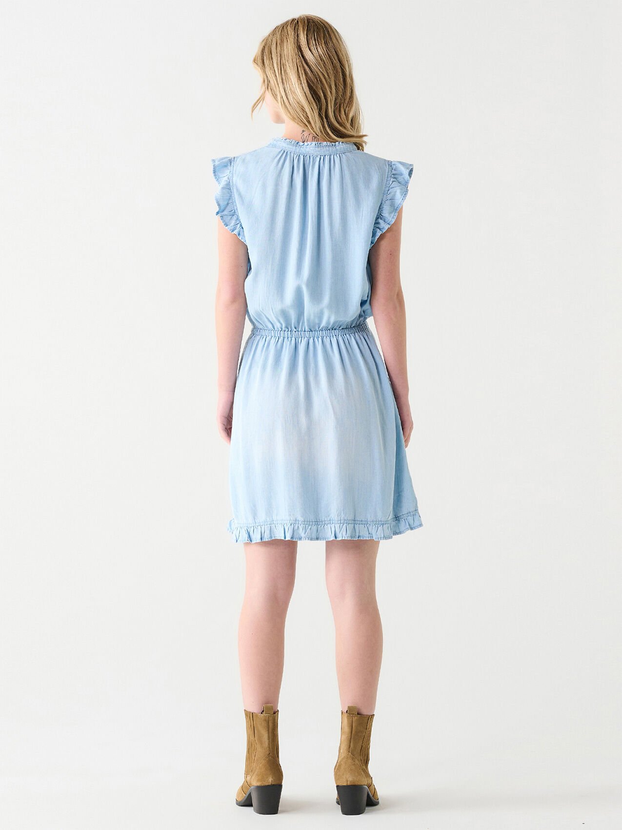 Sleeveless Ruffle Trim Mini Dress by Dex