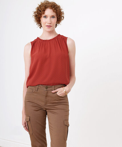 Sleeveless Woven Knit with Ruched Neck Image 1