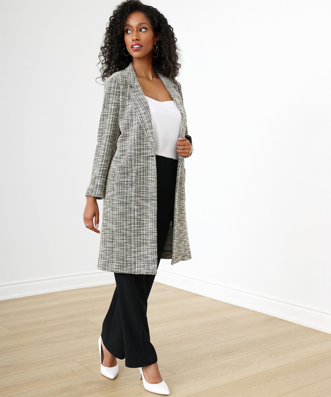 Petite Knit Tweed 1-Button Topper