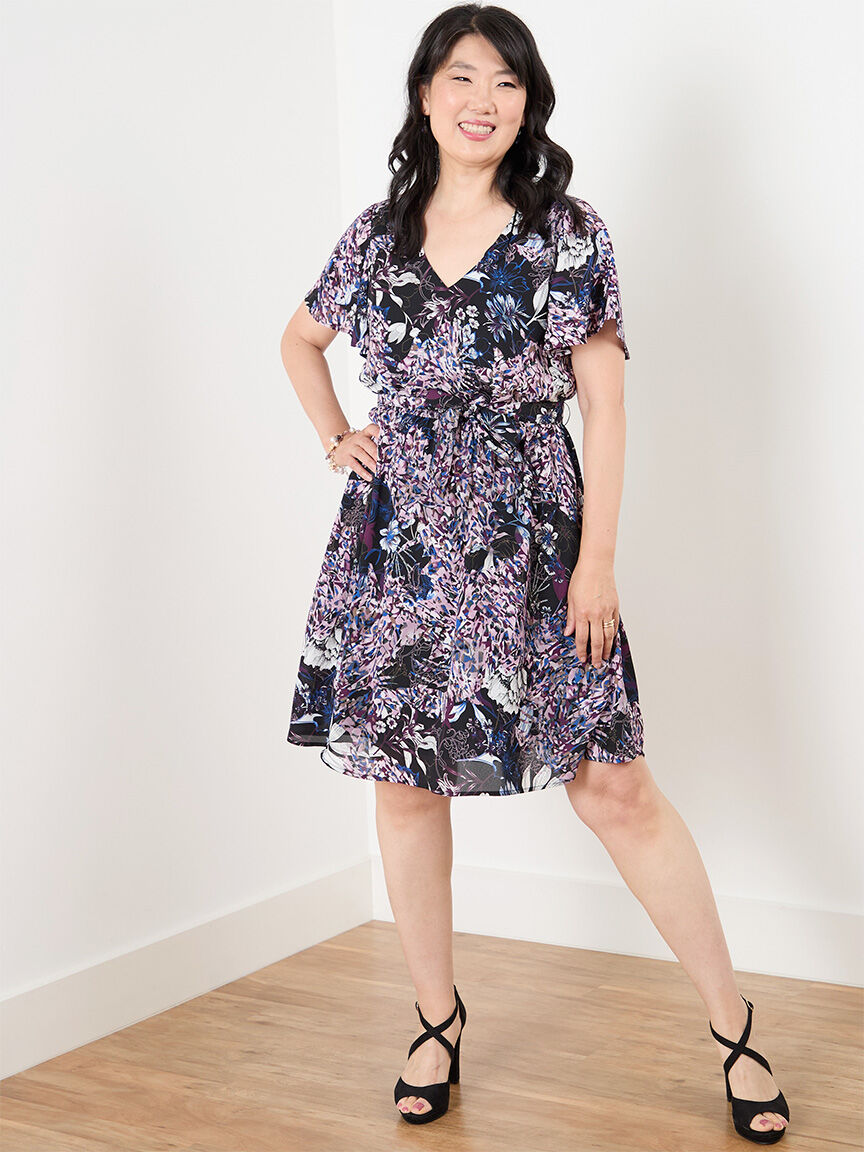 Flutter Sleeve Fit n' Flare Dress