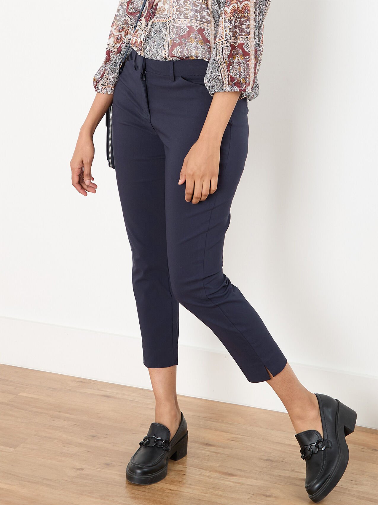 Christy Slim Navy Ankle Pant Microtwill