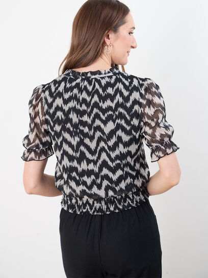 Chiffon Peasant Blouse with Elbow Sleeves