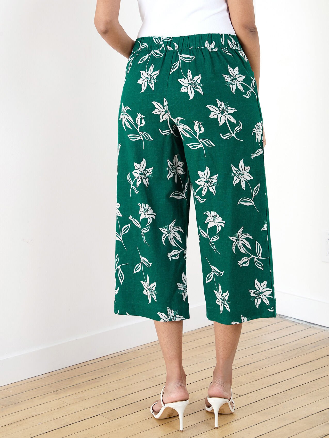 Petite Tonia Wide-Leg Linen Crop Pant