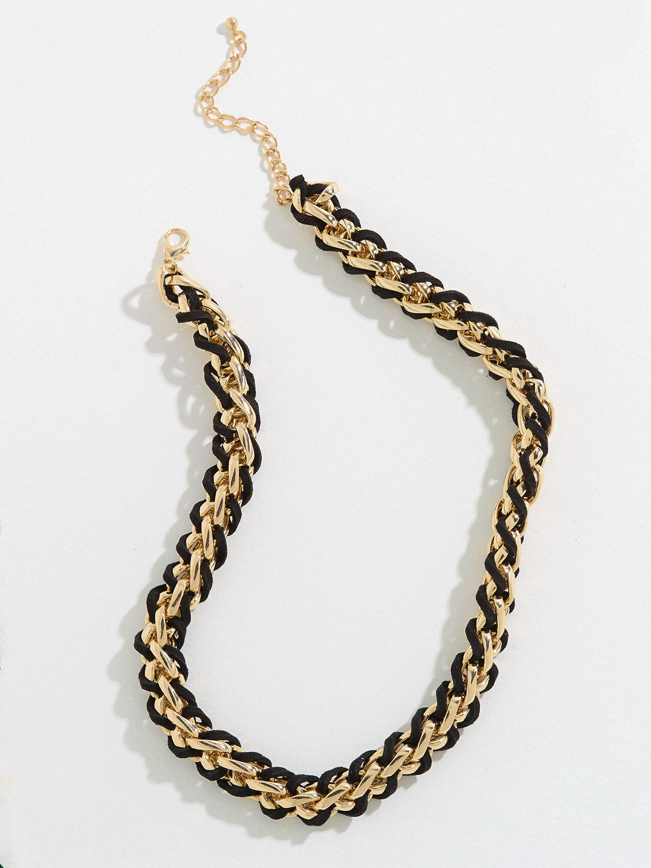 Gold with Black Suede Woven Necklace