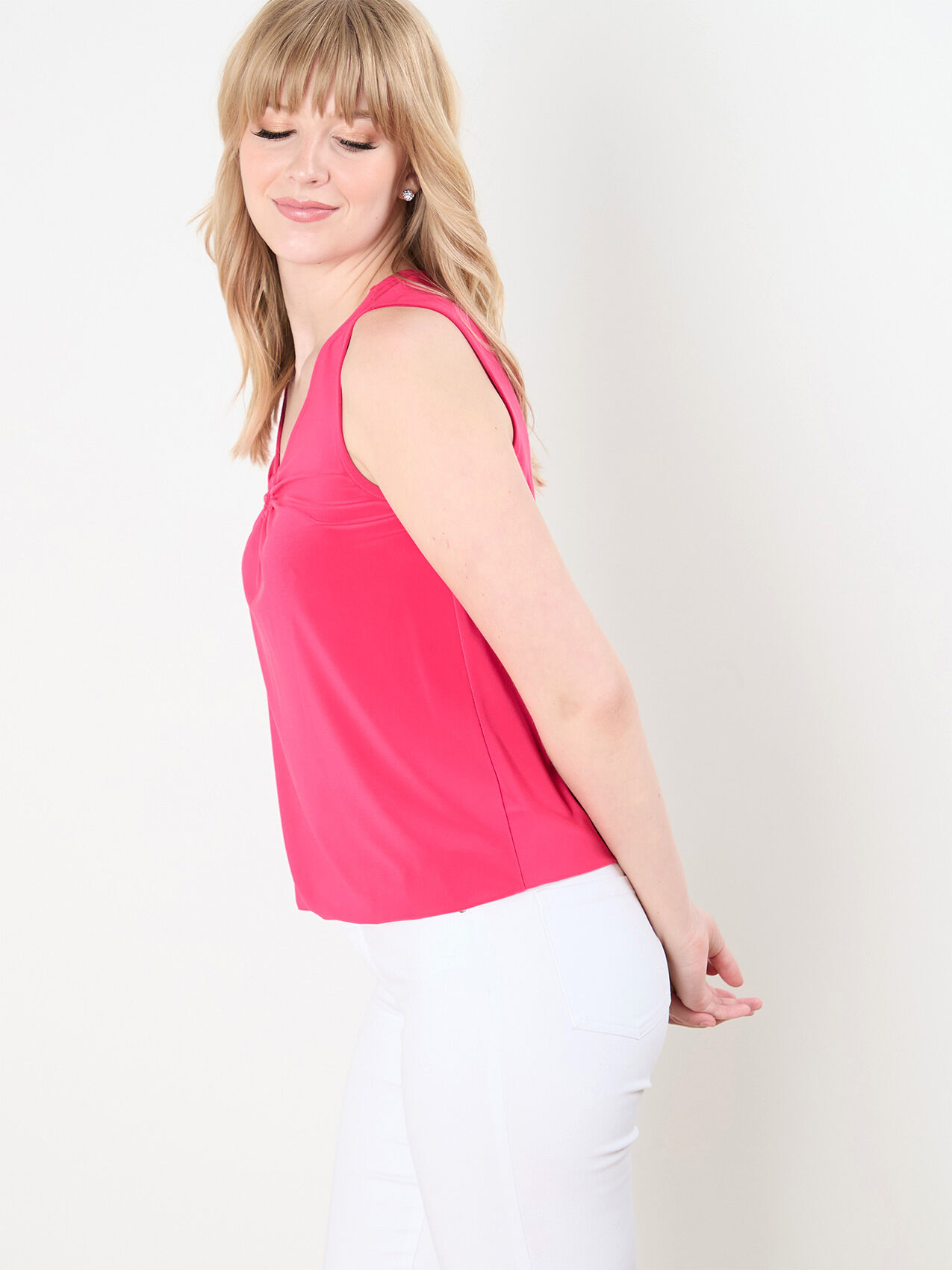 Sleeveless Soft Stretch Bubble Hem Top with Ring Detail