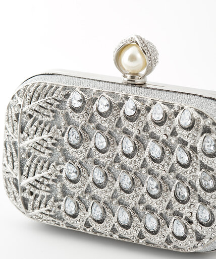 Small Silver Jewel-Encrusted Clutch | Cleo | 4000008717