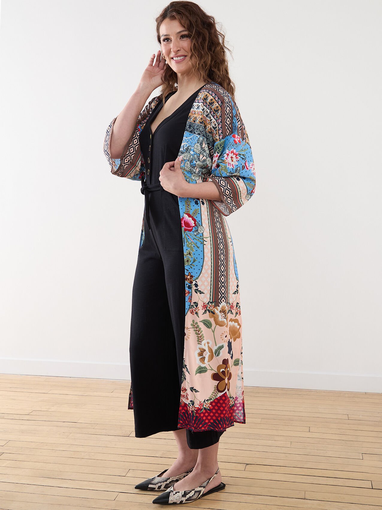 Multi-Print Midi-Length Kimono