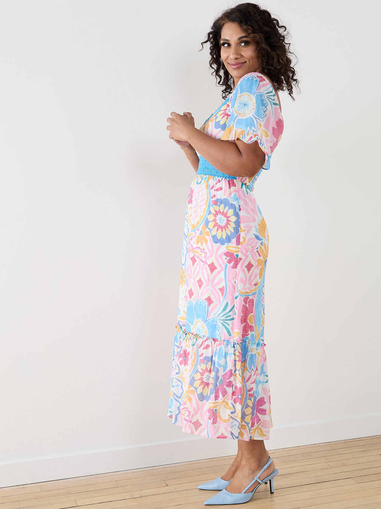 Petite Multi Print Midi Dress by Luxology