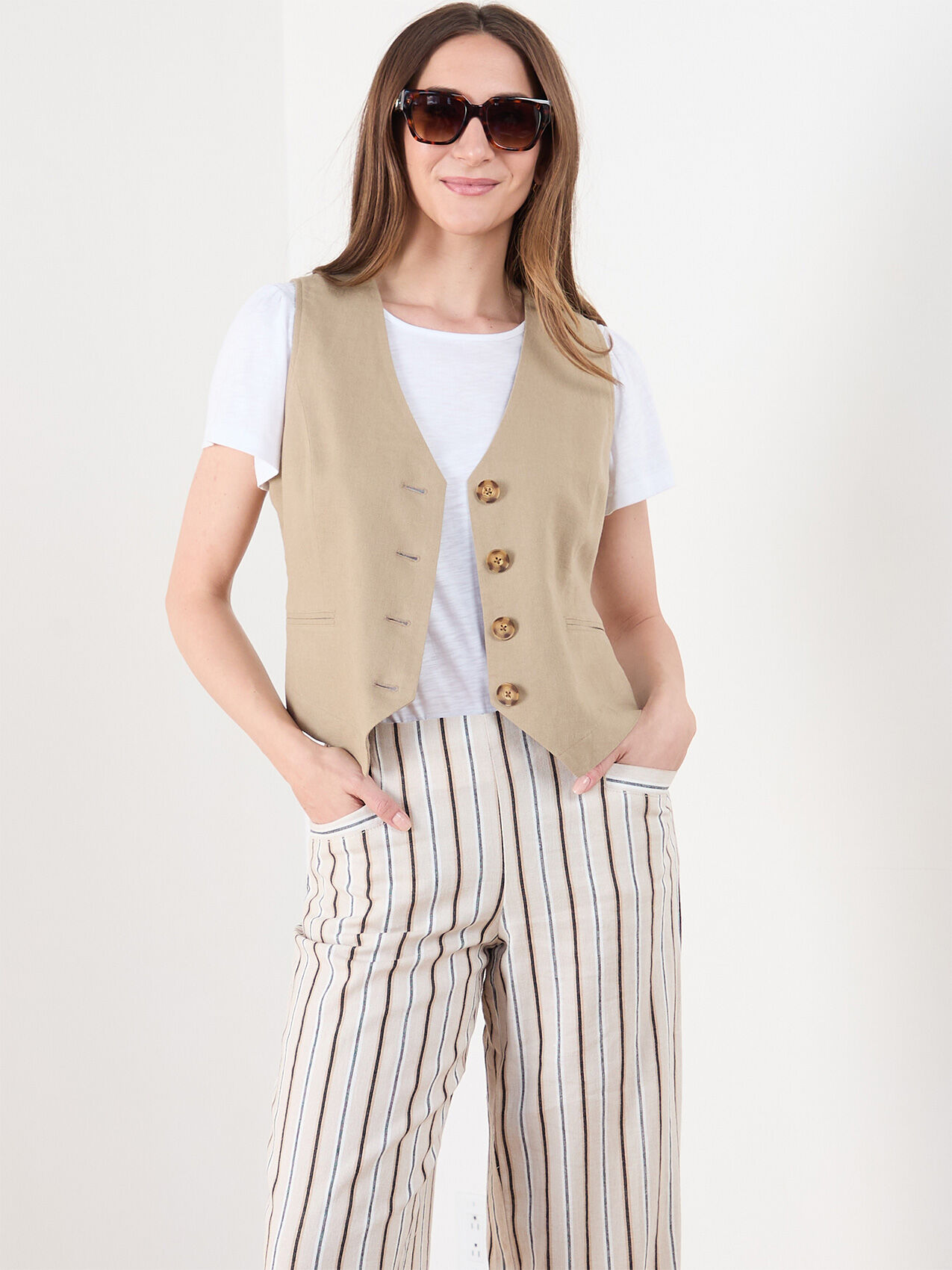 Linen Button-Front Vest