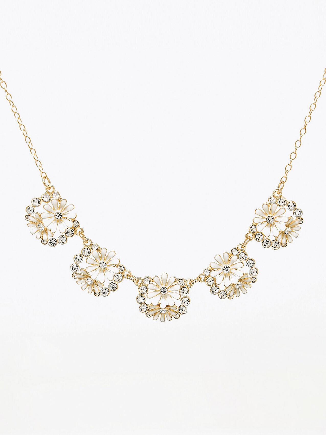 Short Gold & Ivory Flower Necklace