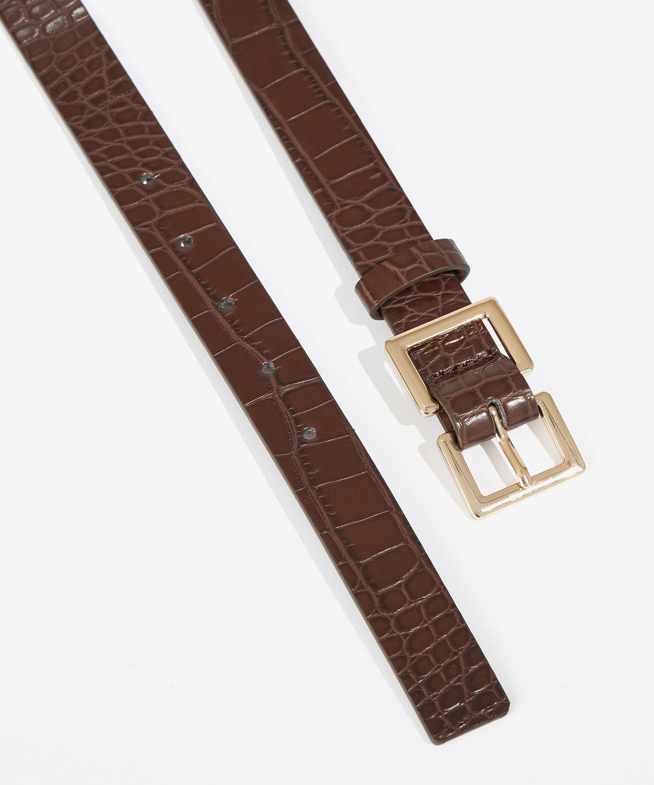 Croco Dress Belt with Square Buckle