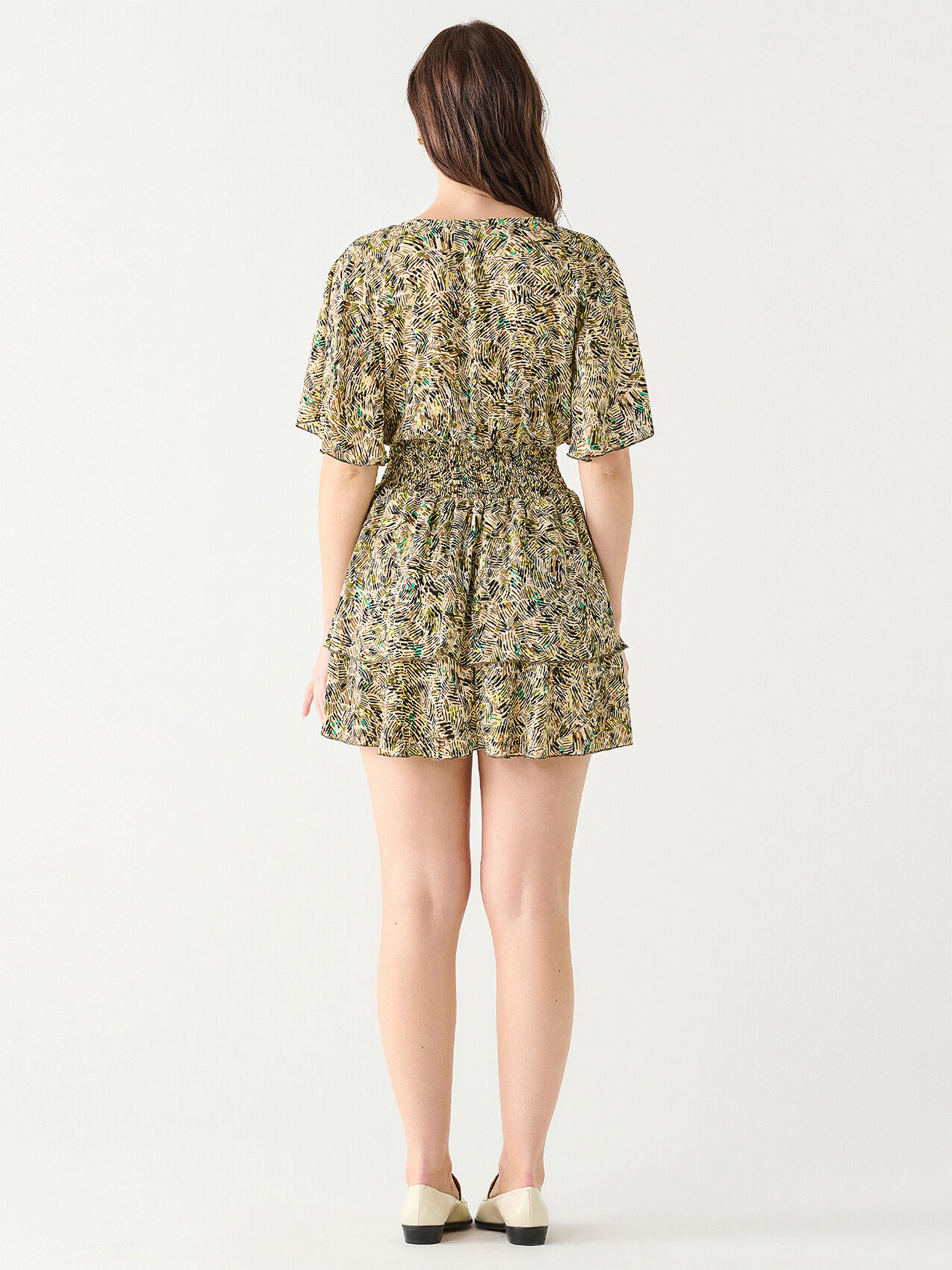 Printed Smocked Waist Mini Dress by Black Tape