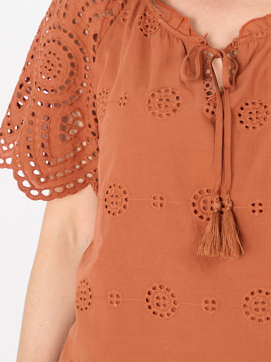 Embroidered Eyelet Blouse