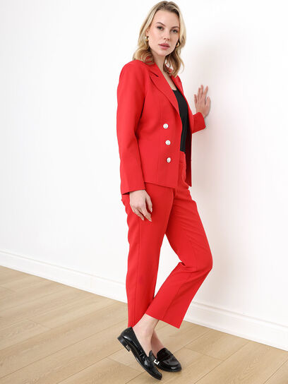Le Suit Women's Size 12 Petites Stretch Crepe Slim Fit Pantsuit Combo  Red/Black