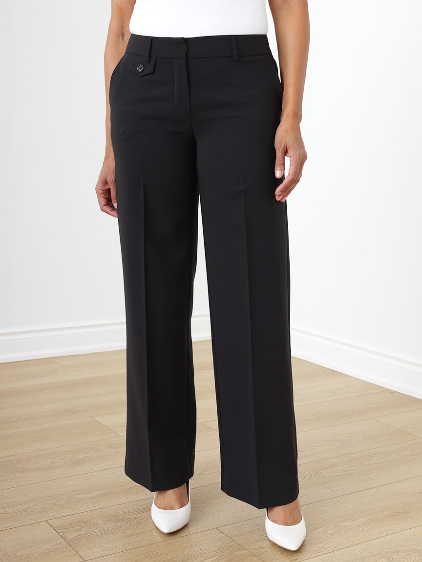 Black Wide Leg High Waisted Trousers ($1.32) ❤ liked on Polyvore featuring  pants, wide leg…