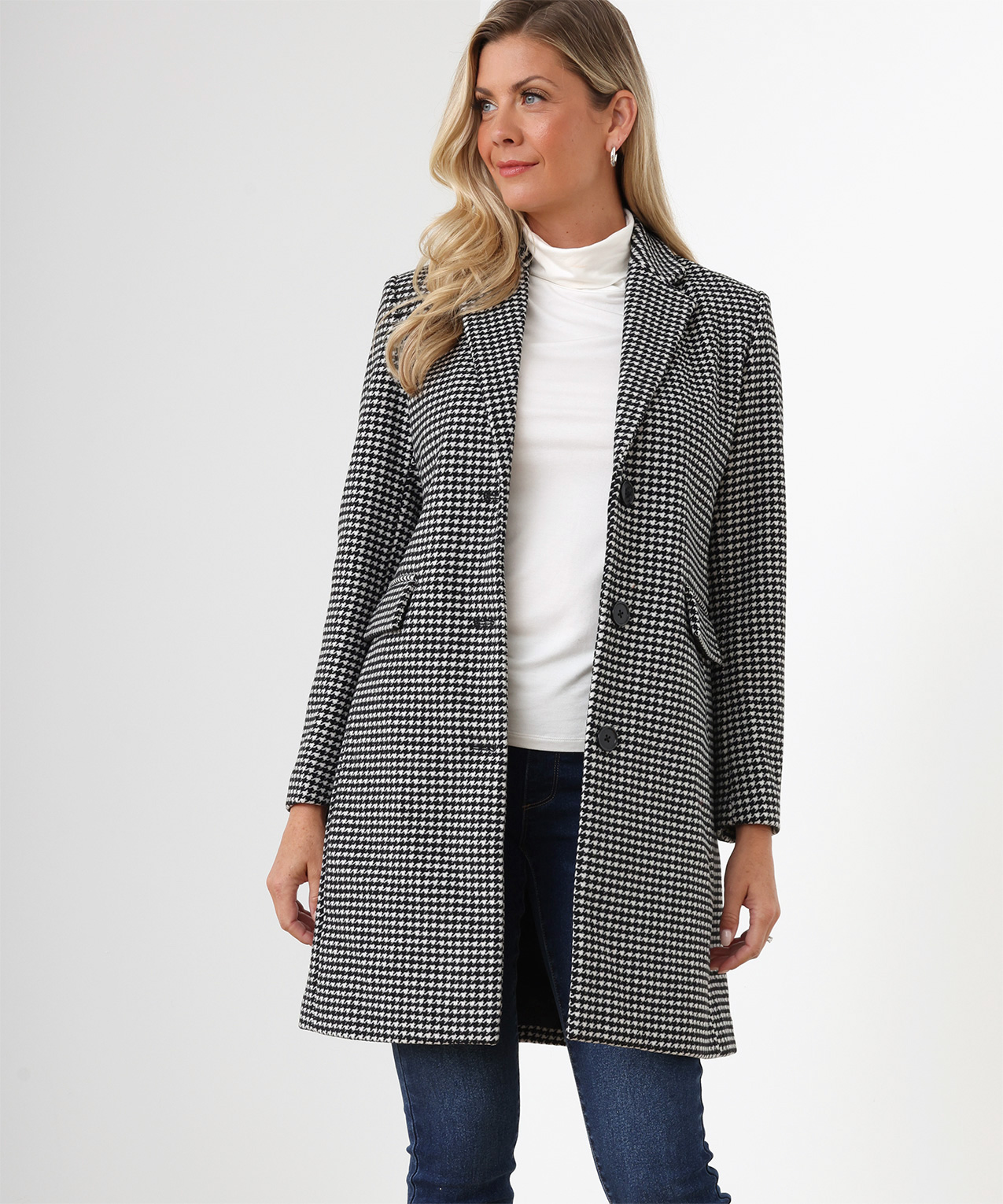 Hampton Coat Olive Houndstooth - Women's Coats