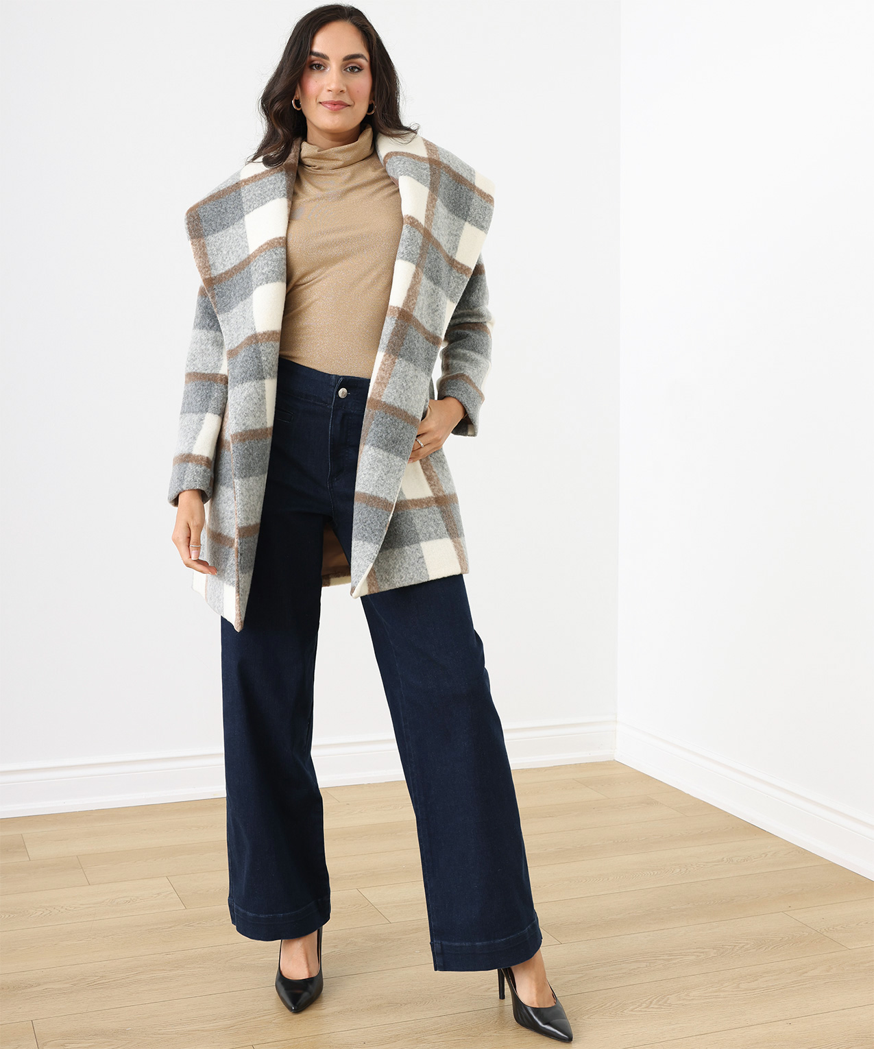 Womens plaid sale wrap coat