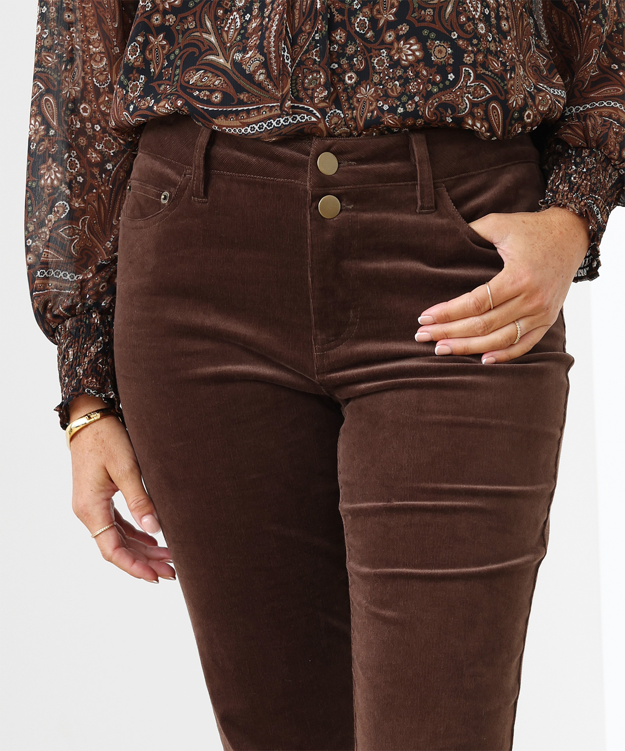 Dex Plus High-Rise Corduroy Flared Trousers