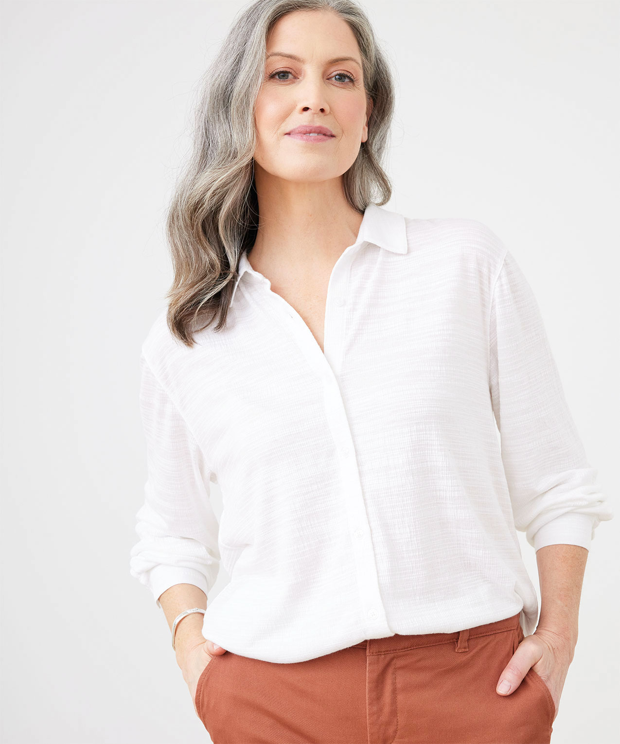 Tunic Shirt - White on White Check Women's Popover Blouse by Double R –  Double R Brand - Dallas