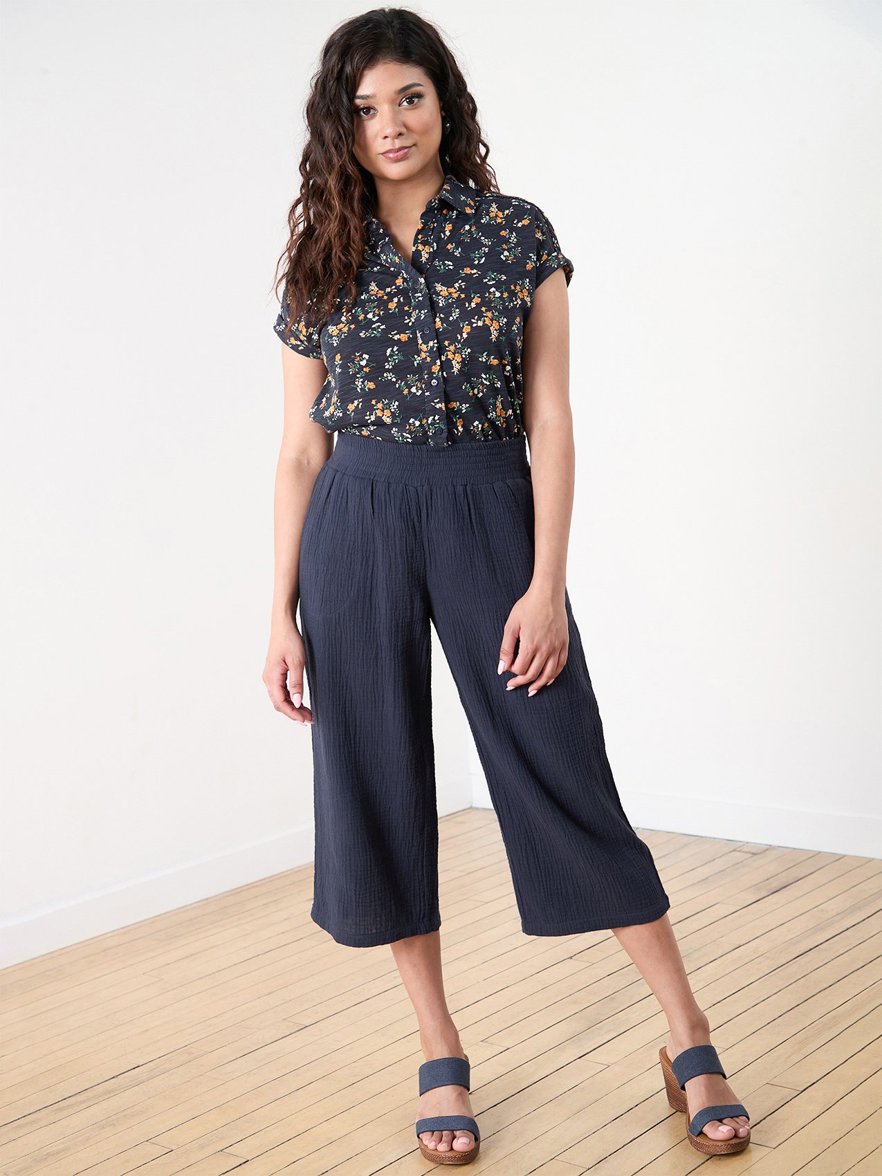 Cropped Pull On Crinkle Pants Cleo 4000009972