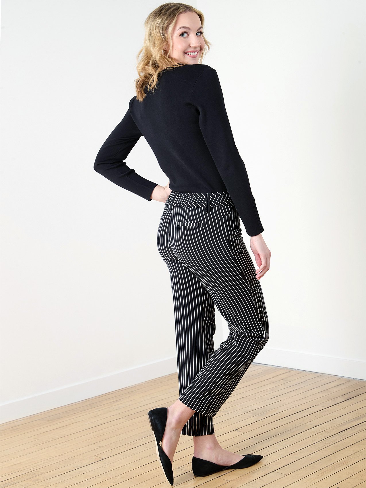 Leah Straight Striped Ankle Pant