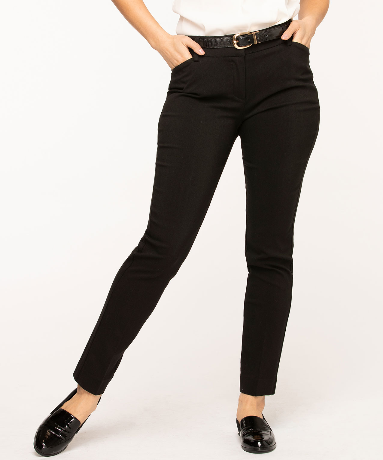 Long black slim leg shop trousers