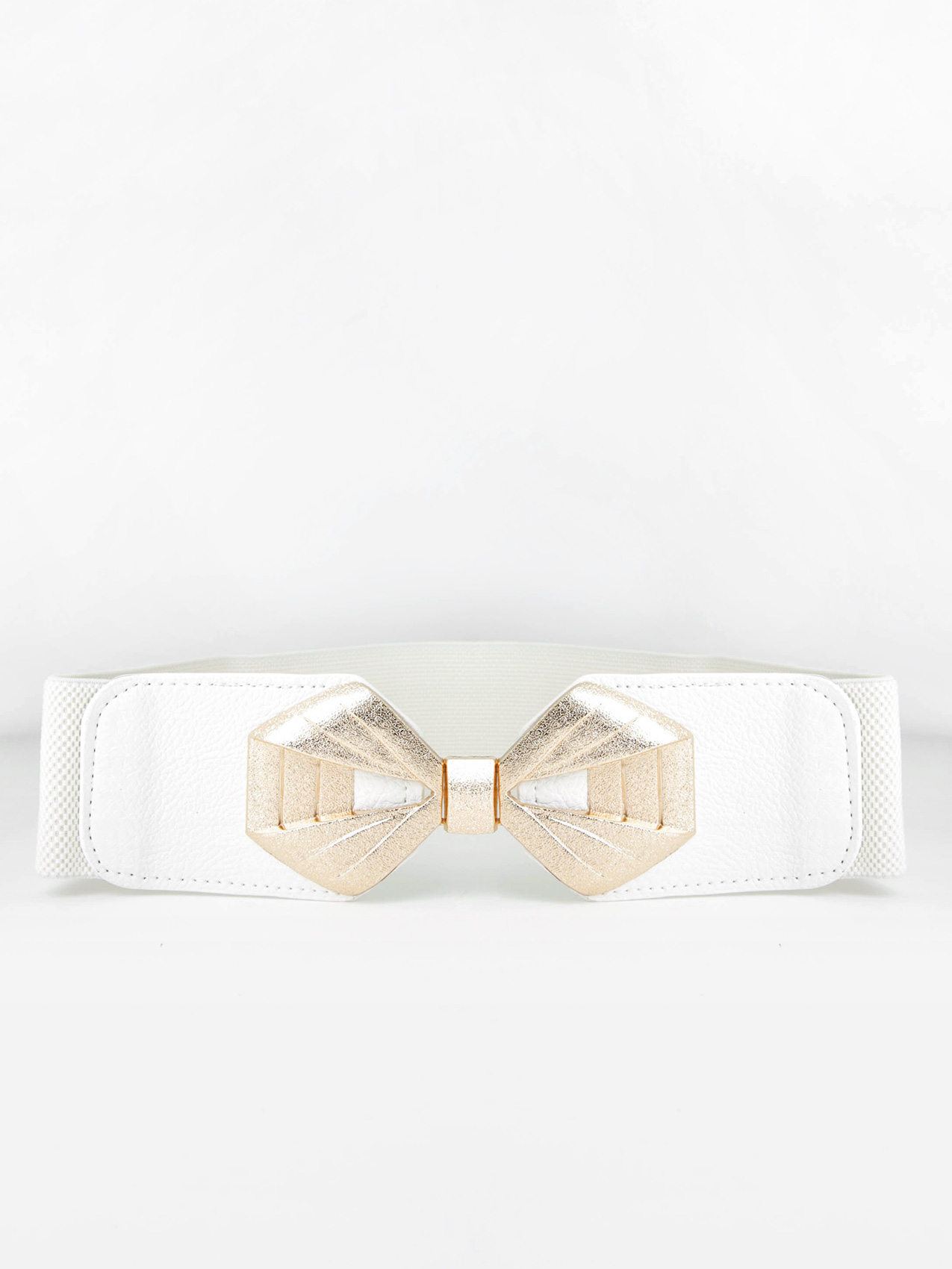 White Stretch Belt with Gold Bow | Cleo | 4000009411