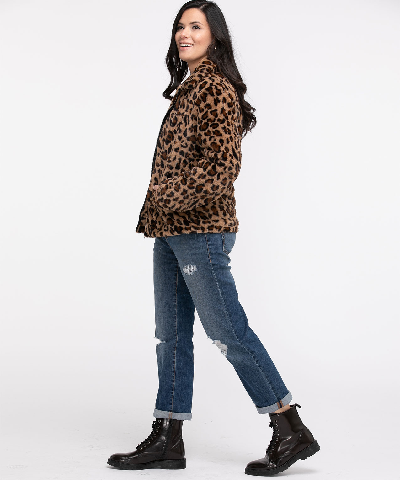 Leopard Faux Fur Lined Denim Jacket – Frogstones Boutique