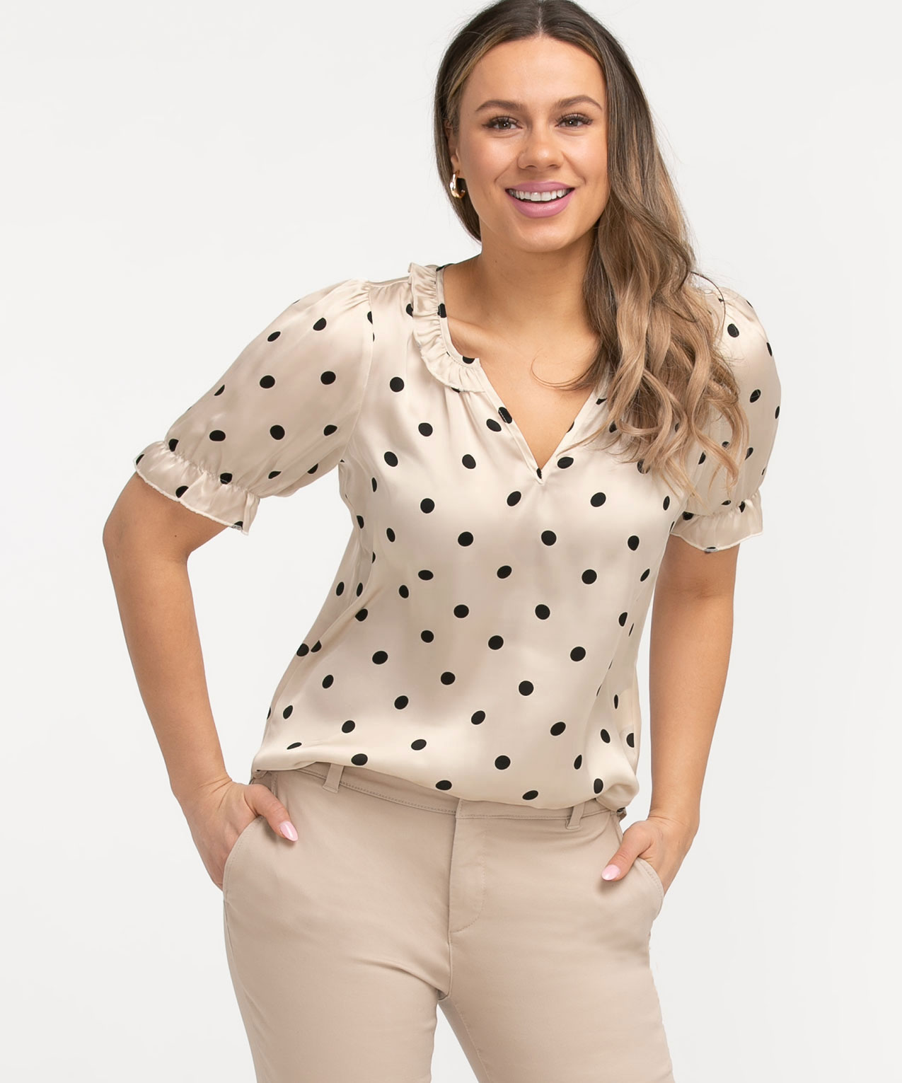 Polka Dot Satin Blouse