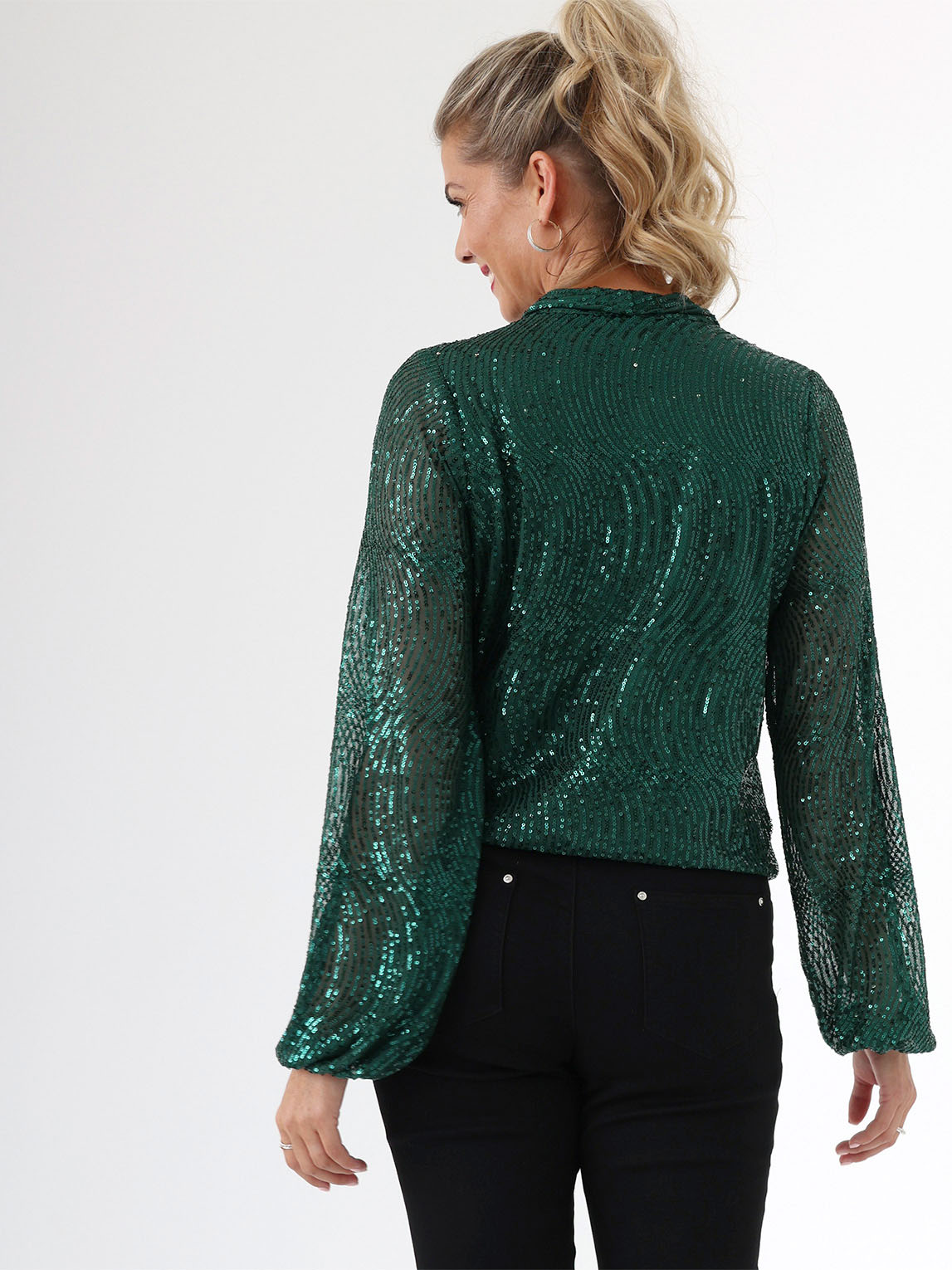 Sequin Wrap Front Top by Haver